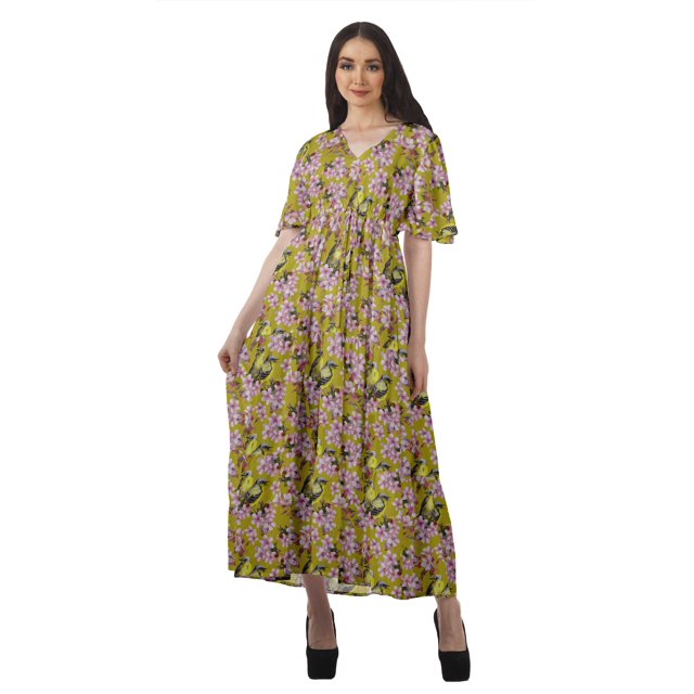 Moomaya Robes de Soirée pour Femmes Grande Taille Imprimées Tenue Décontractée Vêtements pour Dames