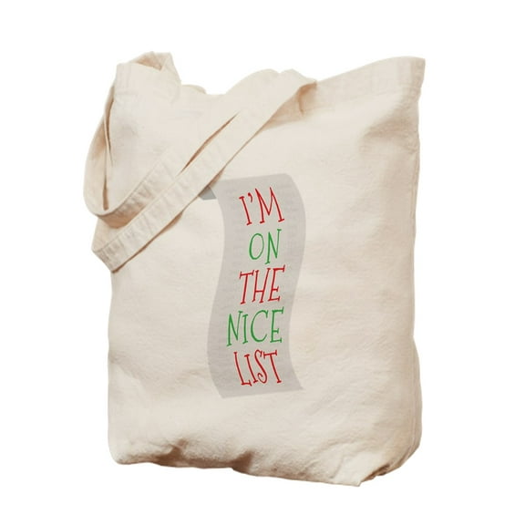 CafePress - I'm On The Nice List - Natural Canvas Tote Bag, Cloth Shopping Bag