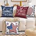 thumbnail image 3 of Dashan 4th of July Pillow Cover 16x16 Set of 4,Independence Day Red Blue Stars Cushion Cases for Couch Sofa Bed Home Decor, 3 of 6