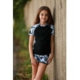 thumbnail image 2 of Aideaone Girls Short Sleeve Swimsuit 2-Piece Tankini Rash Guard Bathing Suit Sets Beach Swimwear 8-14T, 2 of 6