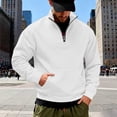 thumbnail image 2 of Atogsazn Men's 1/4 Zip Sweatshirt Casual Long Sleeve Pullover Sweater Fall Winter Tops Outerwear with Pocket White S Fashion, 2 of 7