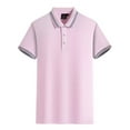 thumbnail image 1 of MAWCLOS Polo T-Shirt Garçon Coupe Ajustée Hauts Homme Manches Courtes Décontracté Bureau Haut Rose TG, 1 of 2