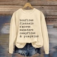 thumbnail image 2 of VISALY Pullover Crewneck Sweatshirt Graphic Sweatshirts Flannels Sweaters and Pumpkins Printed Round Neck Long Sleeve Sweatshirt Basic Sweatshirt Comfy Sweaters Warm Sweaters Beige L, 2 of 4