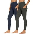 thumbnail image 2 of DDAPJ pyju 2 Pack Plus Size Leggings with Pockets for Women, High Waisted Tummy Control Workout Yoga Pants Stretchy Athletic Running Tights on Sale Dark Gray S, 2 of 7