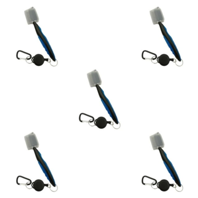 Ruiboury Golf Club Brush Portable Handheld Replacement Double-sided Ball Shoe Brushes Blue with Lid 5Set