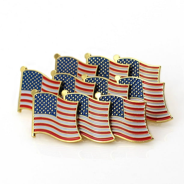 Bonison Exquisite American Flag Lapel Pin The Stars and Stripes Lapel Pin (Flag Shape 10 pc