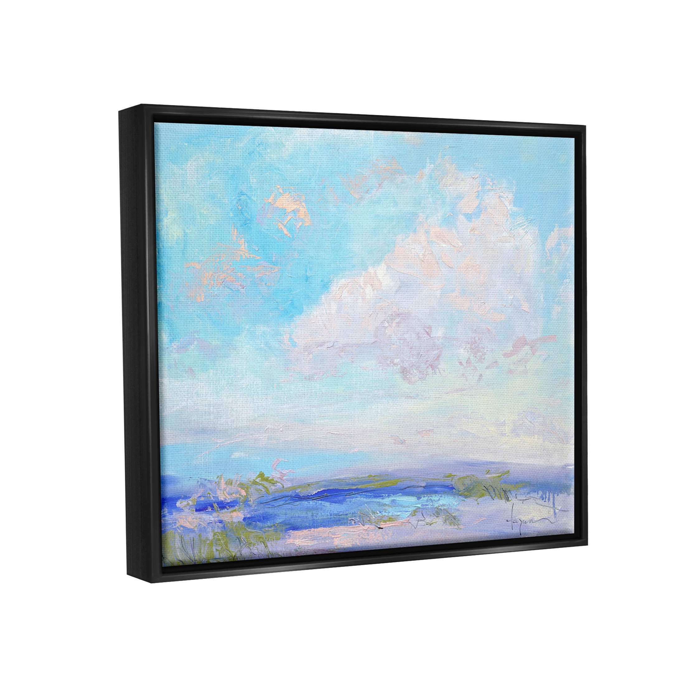 Stupell Industries Cloudy Impressionist Nature Landscape Painting Jet Black Floating Framed Canvas Print Wall Art, Design by Dorothy Fagan