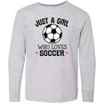 thumbnail image 3 of Inktastic Just a Girl Who Loves Soccer Long Sleeve Youth T-Shirt, 3 of 5