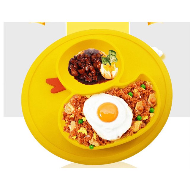 Silicone Divided Toddler Baby Plates - Portable Non Slip Suction Plates for Children Babies and Kids BPA Free Baby Dinner Plate
