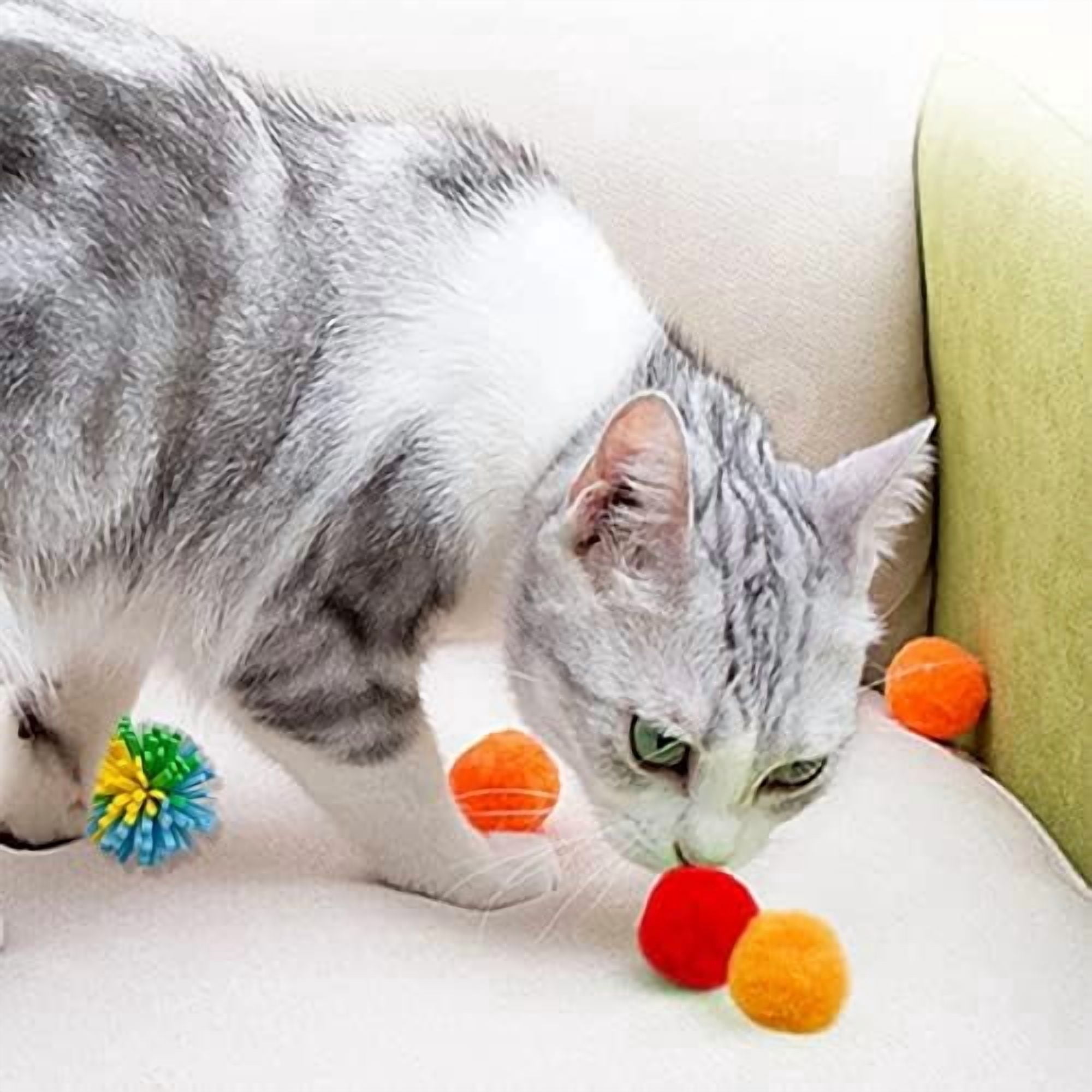 20Pcs Cats Toys Interactive Kitten Ball Toys Assortments Variety Pack for Indoor Cats Mice Feather Sparkle Crinkle Ball Bells Spring