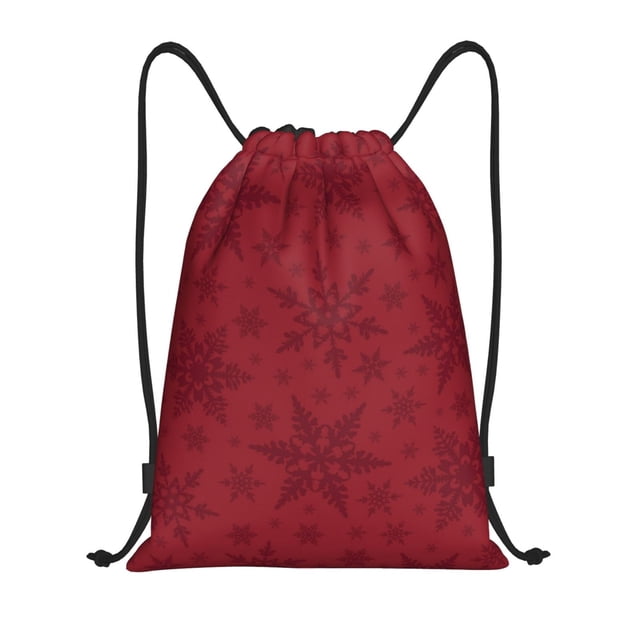 Xecao Sac à Dos de Sport à Cordon Motif Flocons de Neige Rouges de Noël - Sac de Gym avec Poche Imperméable pour Femmes&Hommes-Moyen