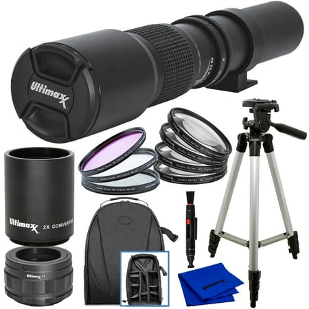 Ultimaxx High-Power 500mm f/8 (1000mm w/ 2x Converter) Manual Multi-Coated Preset Telephoto Lens Kit for Nikon Z50 Z6 and Z7 Z-Mount Cameras - Includes: T-Mount to Nikon Z-Mount Adapter & More