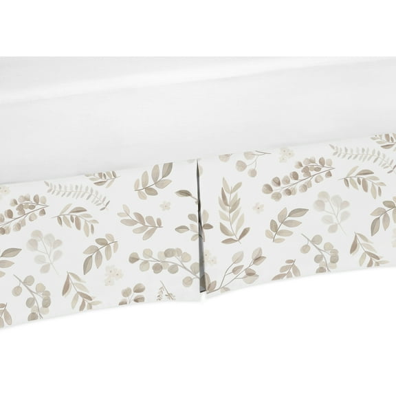 Botanical Taupe Floral Leaf Dust Ruffle Crib Skirt by Sweet Jojo Designs