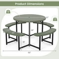 thumbnail image 3 of Costway Round Picnic Table Bench Set with 4 Benches Umbrella Hole All Weather Tabletop Green, 3 of 10