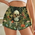 thumbnail image 3 of Women's Originals Shorts, Jersey Sports Shorts, Gym Shorts For Women, Skull Flowers Illustration, 5XL, Plus Size Available, 3 of 5