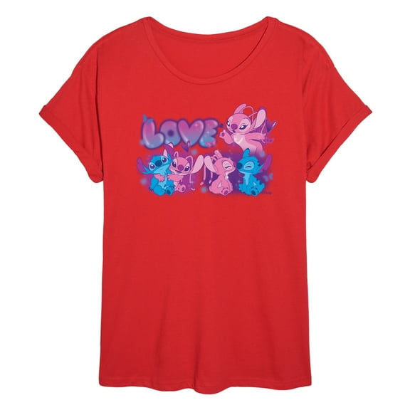 Disney - Lilo and Stitch - Love Grid - Women's Oversized Graphic T-Shirt