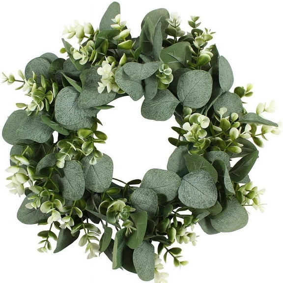 Green Eucalyptus Wreath 13Inch Artificial Eucalyptus Leaves Wreath Spring Summer Greenery Wreath for Front Door Wall Window Decor