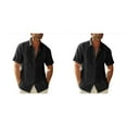 thumbnail image 2 of pitrice Men Shirt Casual Short Sleeve Breathable Replacement Button Down Solid Color Fashionable Home Dating Shirts Top Black M 2Set, 2 of 6