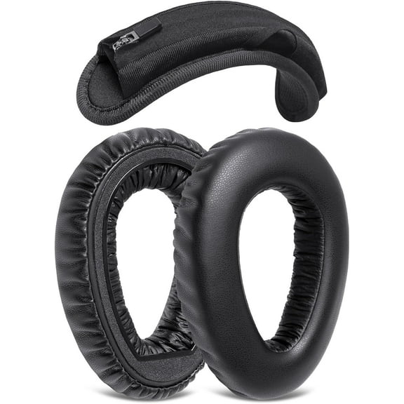 Earpads Headband Cushion Cover Refresher Kit Compatible with Sennheiser PXC550, PXC 550-II, PXC480, MB660 UC, MB 660 MC Headphone, Protein Leather Replacement Ear Pads with Memory Foam