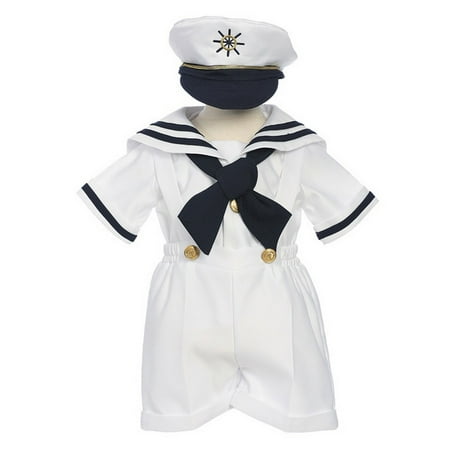 Little Boys White Shorts Shirt Sailor Hat Outfit 2-4T