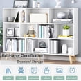 thumbnail image 3 of IOTXY Simple Bookcase with Legs - 3 Tier 10 Cubes Freestanding Low Display Cabinet, Warm White, 3 of 8
