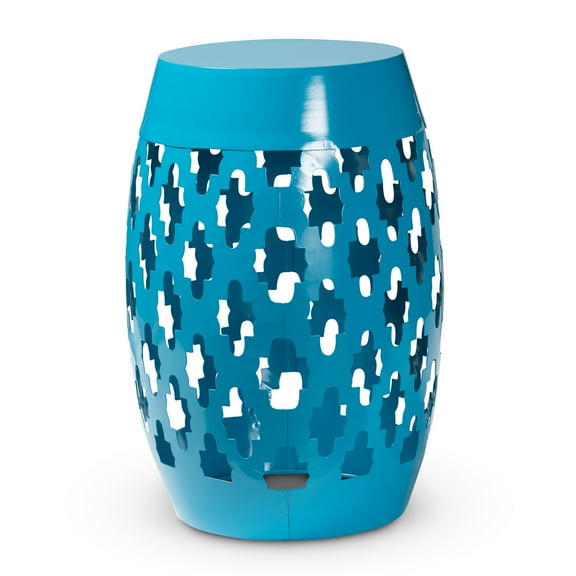 Baxton Studio Branson Blue Finished Metal Outdoor Side Table