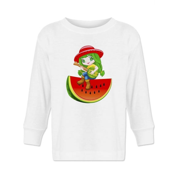 Musical Kid On Watermelon Long Sleeve Toddler -Image by Shutterstock, 3 Toddler