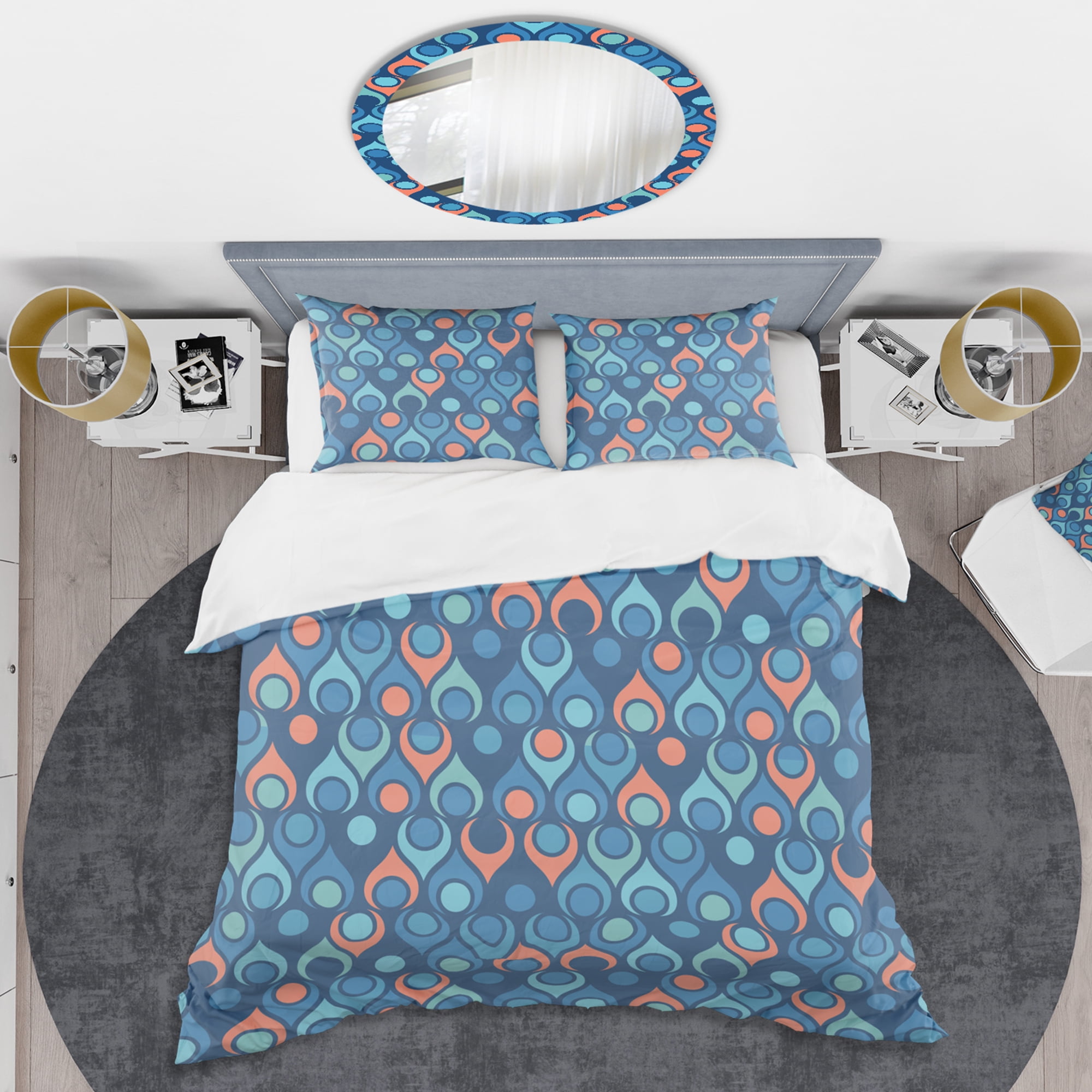 Designart 'Retro Abstract Drops X' Mid-Century Modern Duvet Cover Set