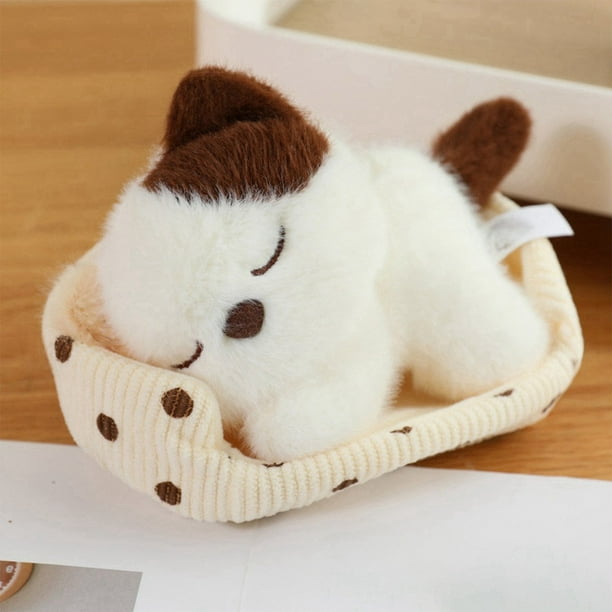 Lindo peluche | Animalito realista durmiendo con cama | Peluche suave y realista | Decoración y regalo para niños y niñas
