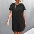 thumbnail image 2 of Patlollav Womens Summer Dresses Short Sleeve Bandage Casual Hat Solid Mini Dress, 2 of 6