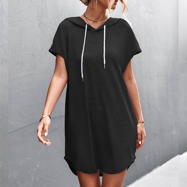 SMihono Robes Bohèmes d'Été Femmes Grande Taille Mode Femmes Été Manches Courtes Aguichant Bandage Décontractée Chapeau Uni Robe Mini