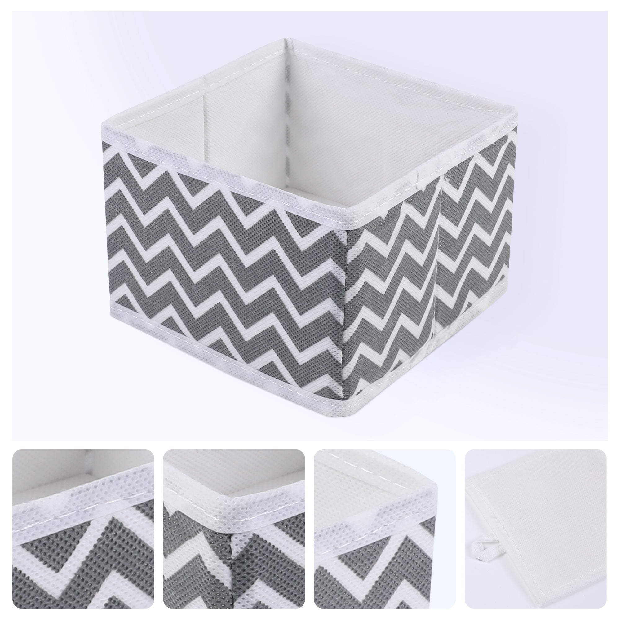 Unique Bargains Storage Bins for Closet Organizers Wavy Pattern Gray 5.5"x5.5"x3.9"