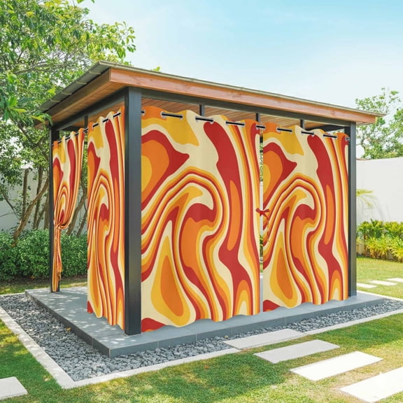 Outdoor Curtains for Patio Waterproof, Orange Yellow Outdoor Privacy Panels Grommet, Modern Ombre Abstract Aesthetic Art Blackout Outside Curtains for Porch/Cabana/Pergola/Gazebo 54"x95", 1 Panel