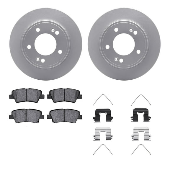 Dynamic Friction Company Rear Geospec Brake Rotors with 5000 Advanced Brake Pads includes Hardware 4512-03148