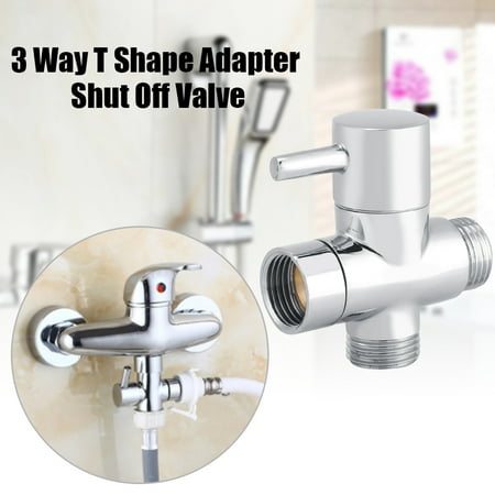 EECOO 3-Way T Shape Diverter Shut Off Valve Shower Toilet Bidet Sprayer Water Adapter Chrome Color,Shower Diverter,Shower (Best Way To Get Limescale Off Toilet)