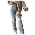 thumbnail image 3 of Vedolay Womens Summer Pants High Waisted Baggy Bell Bottom Jeans Denim Flare Jeans Blue,L, 3 of 5