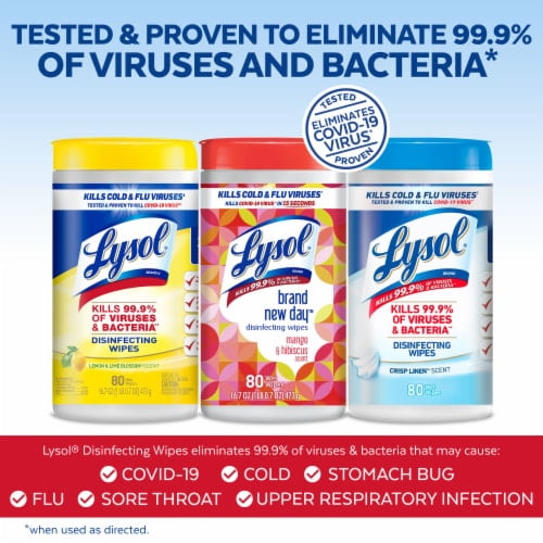Lysol Disinfecting Wipes, Sanitizing Antibacterial&nbsp;Cleaning Wipes, Variety Pack, 3 pk of 80 ct