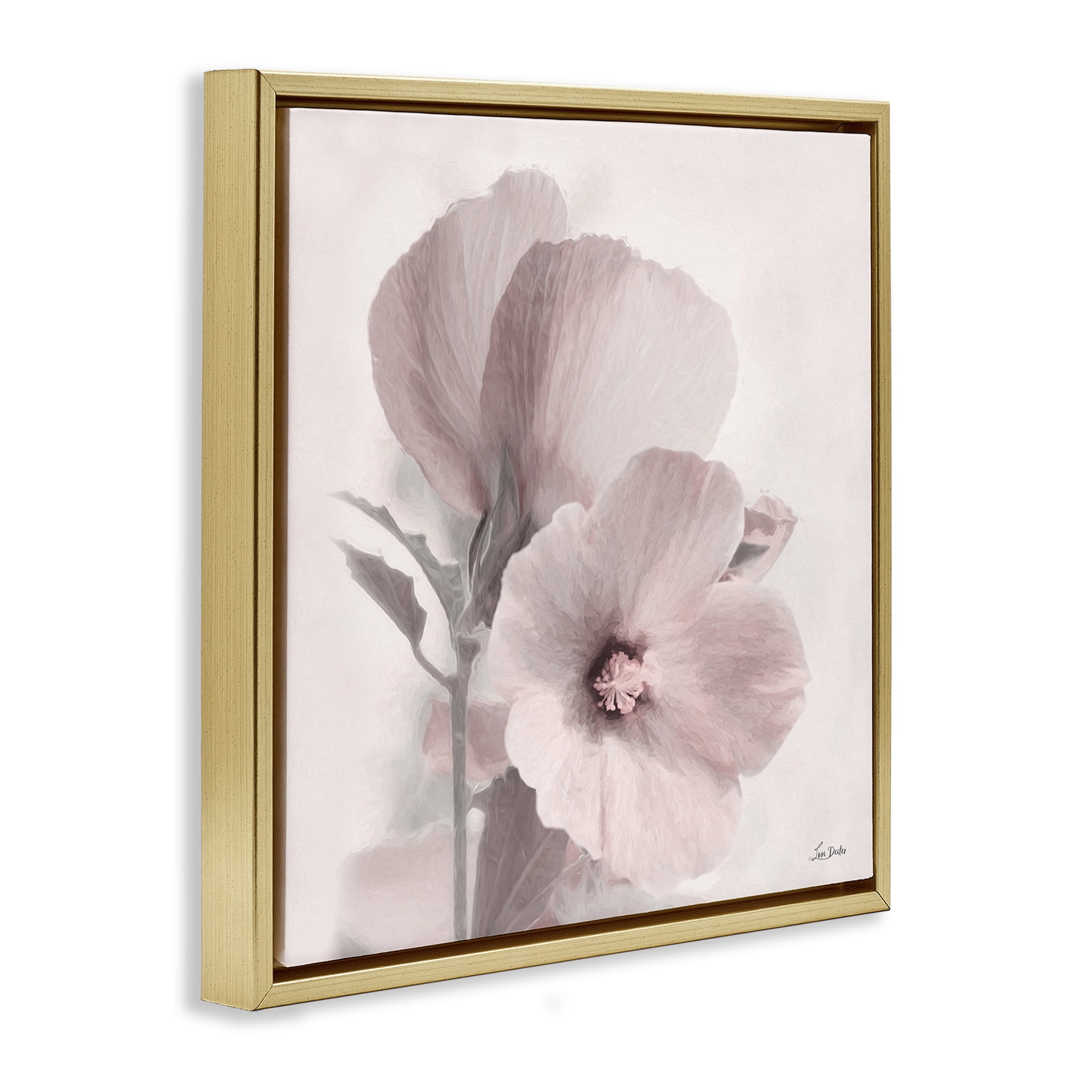 Stupell Industries Vintage Apple Blossom Botanical & Floral Painting Gold Floater Framed Art Print Wall Art, 25 x 25