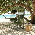 thumbnail image 3 of ABORON Beach Chair with Canopy Shade and Footrest, Folding Breathable Camping Canopy Chair with Cooler Bag and Cup Holder, Portable Ergonomic Beach Chair for Adults Camping, Beach, Fishing - Green, 3 of 10