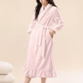 thumbnail image 6 of Fewfanhot Women's Long Robe with Pockets Lapel Collar Bathrobe for Home Lounging and Comfortable Wear After Bath or Shower, 6 of 6
