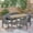 Grey/Silver, variant on Bruno Outdoor 7 Piece Acacia Wood and Wicker Dining Set with Cushions, Gray, Gray, Silver