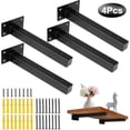 thumbnail image 1 of RHAFAYRE 4 Pcs Shelf Bracket Shelf Support for Wall Fixing, Wall Shelf Brackets, Heavy Duty Corner Bracket, Industrial Floating Bracket, Retro Metal Fixing Trays with Screws Black (6in/15cm), 1 of 5
