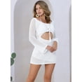 thumbnail image 2 of DARING DIVA Swimsuit Cover Ups Hollow Out Crochet Mini Dress S White, 2 of 6