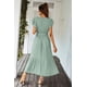 thumbnail image 3 of Vestido PRETTYGARDEN Maxi Bohemio Verde con Cinturón y Escote Cruzado Talla XXL, 3 of 8