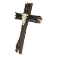 thumbnail image 2 of Rustic Faux Wood Logs Western Longhorn Bull Cow Skull Wall Cross Decor Plaque, 2 of 6