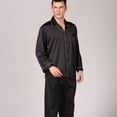 thumbnail image 3 of Pijama de seda de hielo de seda negra para hombre, traje de verano de manga larga de color sólido, ropa de hogar de verano de talla grande para hombre, 3 of 6