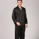 thumbnail image 4 of Pijama de seda de hielo de seda negra para hombre, traje de verano de manga larga de color sólido, ropa de hogar de verano de talla grande para hombre, 4 of 6