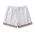 thumbnail image 5 of Sngxgn Men's Casual Shorts Drawstring Summer Beach Stretch Waist Gym Shorts(White,L), 5 of 5