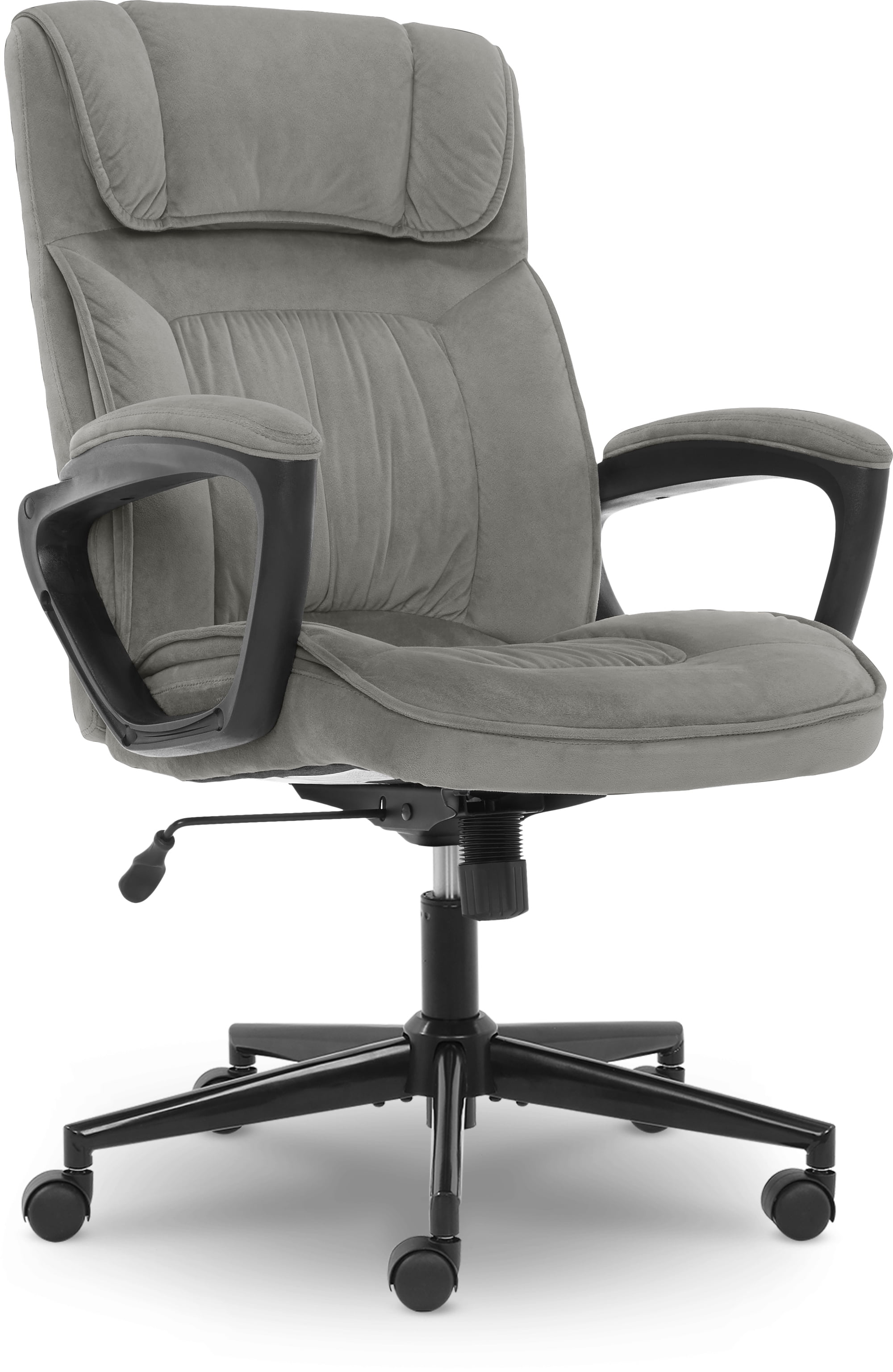 Serta Hannah Microfiber Office Chair with Headrest Pillow Charcoal Gray