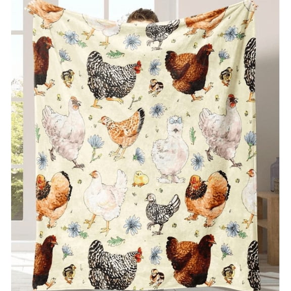 Chicken Pattern Blanket, Soft Warm Throw Blanket, Air-conditioned Room Blanket, Warm Nap Blanket for Home Office Travel Camping